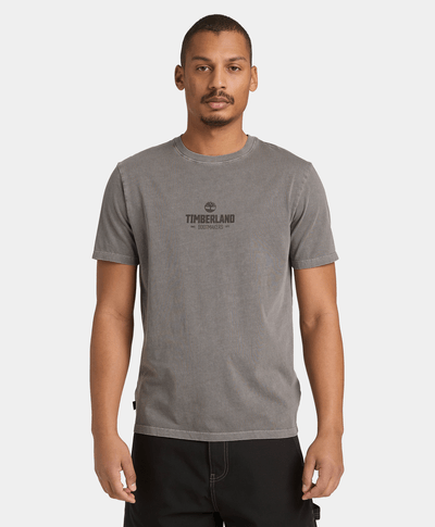 Camiseta de Manga Corta Teñida para Hombre, Negro
