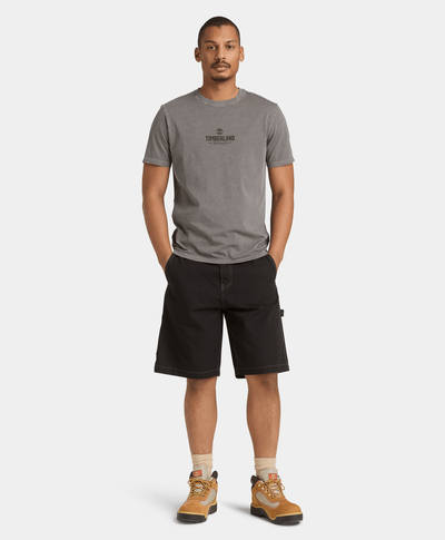 Camiseta de Manga Corta Teñida para Hombre, Negro