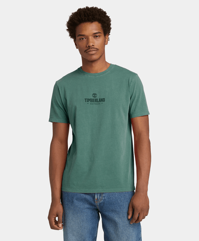Camiseta de Manga Corta Teñida para Hombre, Verde