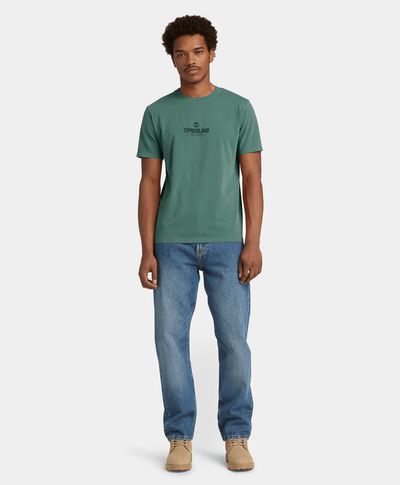 Camiseta de Manga Corta Teñida para Hombre, Verde