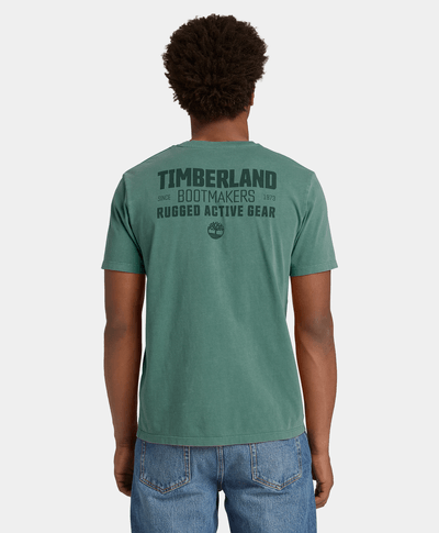 Camiseta de Manga Corta Teñida para Hombre, Verde