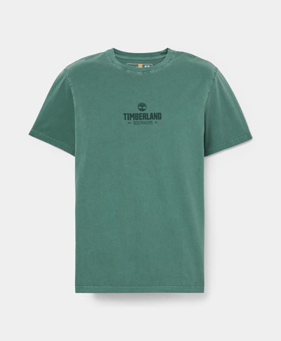 Camiseta de Manga Corta Teñida para Hombre, Verde