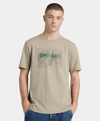 Camiseta de Manga Corta Topographic para Hombre, Beige