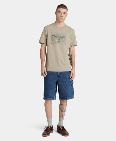 Camiseta de Manga Corta Topographic para Hombre, Beige