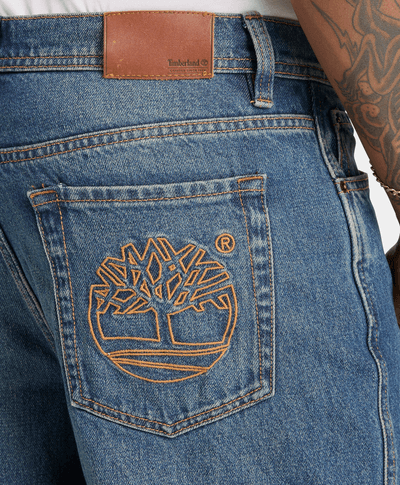 Pantalón de mezclilla bordado Sandown para Hombre, Azul