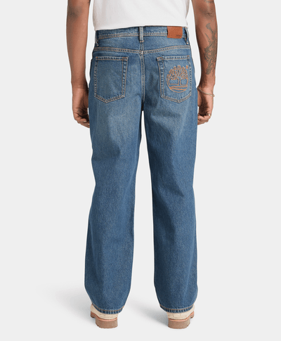 Pantalón de mezclilla bordado Sandown para Hombre, Azul