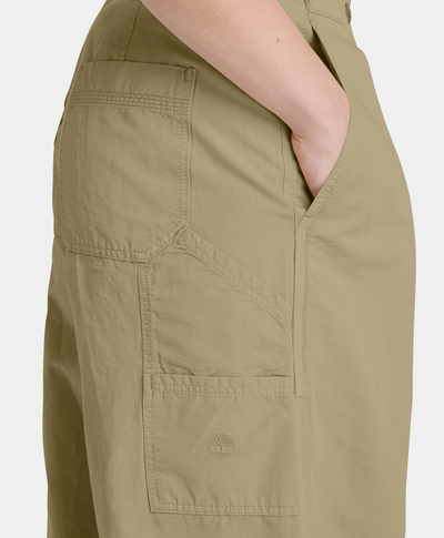 Pantalón utilitario de algodón y lino para Mujer, Verde