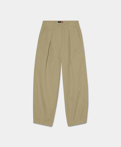 Pantalón utilitario de algodón y lino para Mujer, Verde