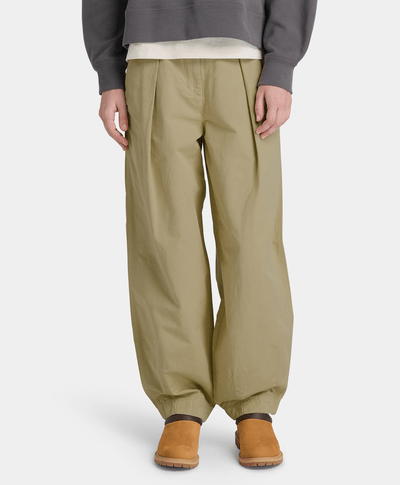Pantalón utilitario de algodón y lino para Mujer, Verde