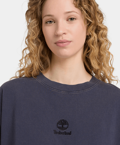 Playera con logotipo bordado y efecto desgastado Unisex, Azul