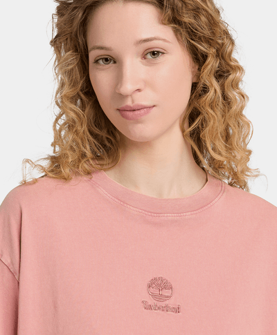Playera con logotipo bordado y efecto desgastado Unisex, Rosa