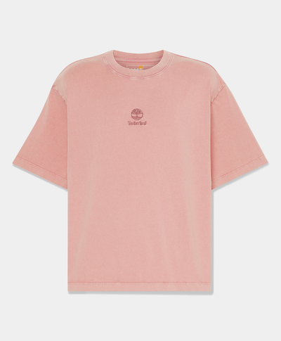 Playera con logotipo bordado y efecto desgastado Unisex, Rosa