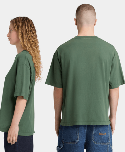 Playera con logotipo bordado y efecto desgastado Unisex, Verde