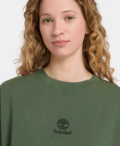 Playera con logotipo bordado y efecto desgastado Unisex, Verde