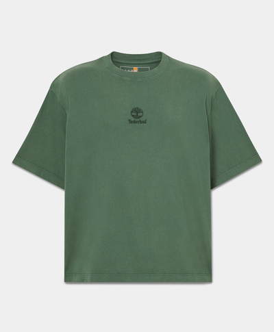 Playera con logotipo bordado y efecto desgastado Unisex, Verde
