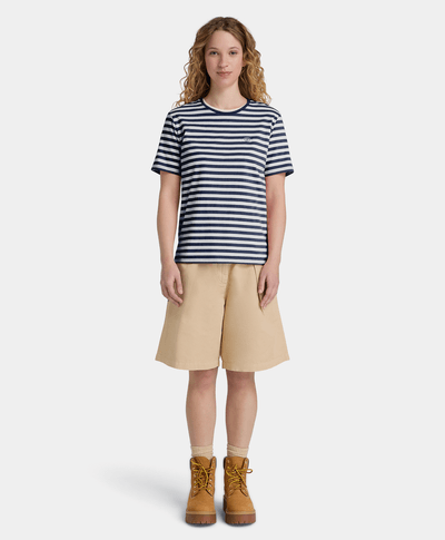 Playera de manga corta a rayas para Mujer, Azul
