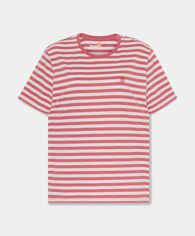 Playera de manga corta a rayas para Mujer, Rojo