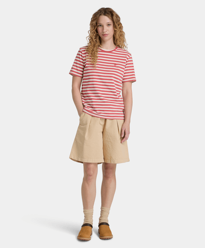 Playera de manga corta a rayas para Mujer, Rojo