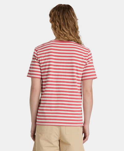 Playera de manga corta a rayas para Mujer, Rojo