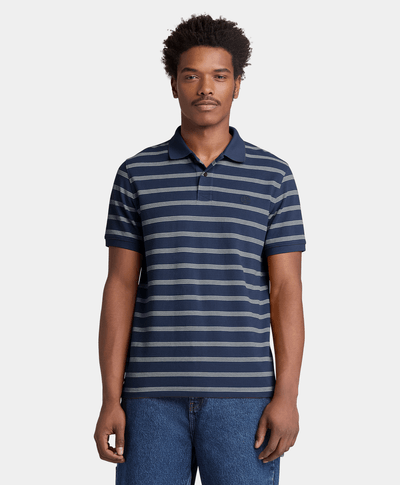 Polo de Manga Corta a Rayas Millers River para Hombre, Azul