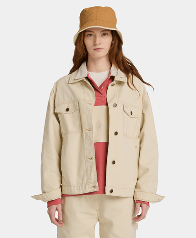 Chamarra Trucker de lona para Mujer, Beige