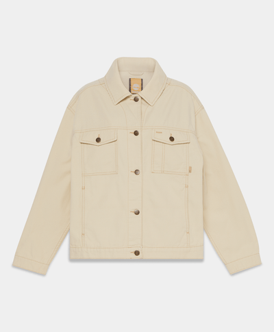 Chamarra Trucker de lona para Mujer, Beige