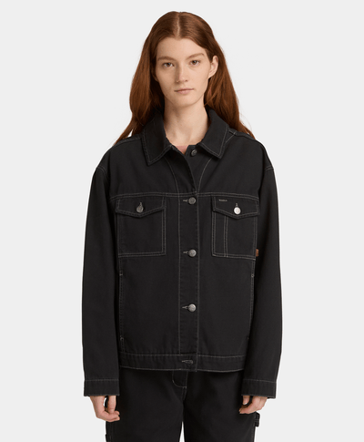 Chamarra Trucker de lona para Mujer, Negro