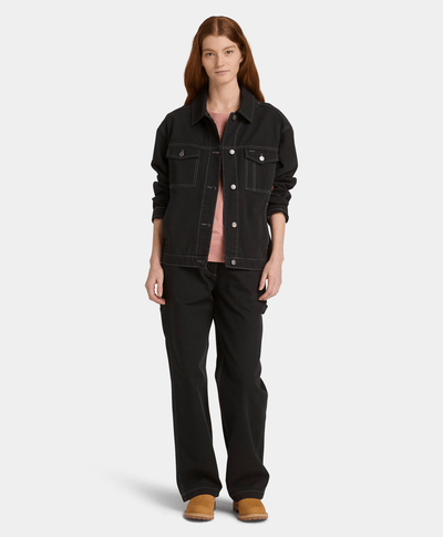 Chamarra Trucker de lona para Mujer, Negro
