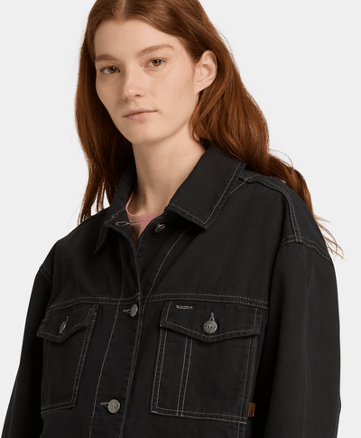 Chamarra Trucker de lona para Mujer, Negro