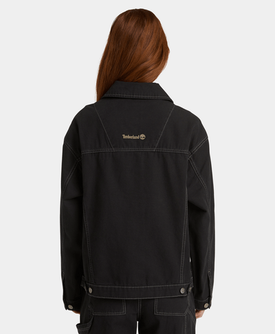 Chamarra Trucker de lona para Mujer, Negro