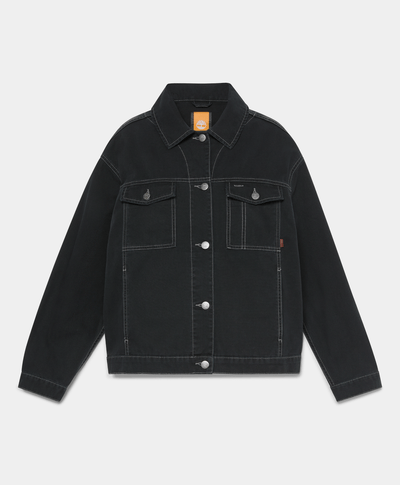 Chamarra Trucker de lona para Mujer, Negro