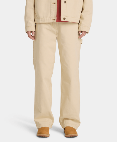 Pantalón recto de Lona para Mujer, Beige