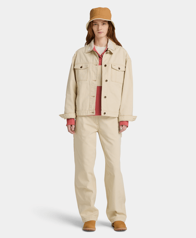 Pantalón recto de Lona para Mujer, Beige