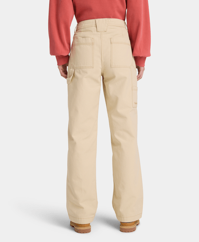 Pantalón recto de Lona para Mujer, Beige