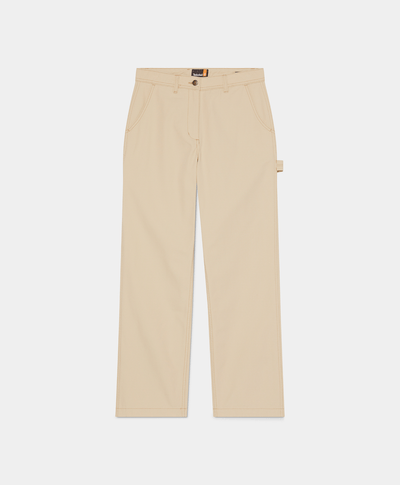 Pantalón recto de Lona para Mujer, Beige