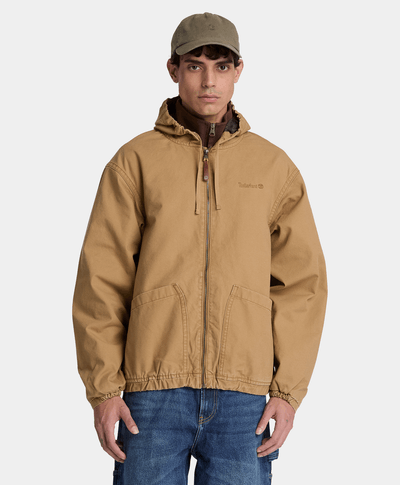Bomber de algodón con gorro para hombre, Amarillo