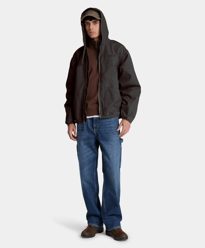 Bomber de algodón con gorro para hombre, Negro