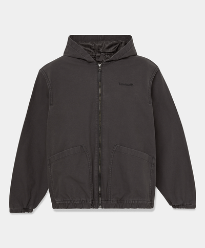 Bomber de algodón con gorro para hombre, Negro