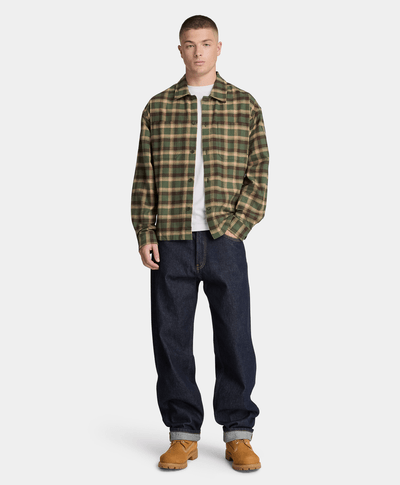 Camisa de hombre a cuadros en espiga, Verde