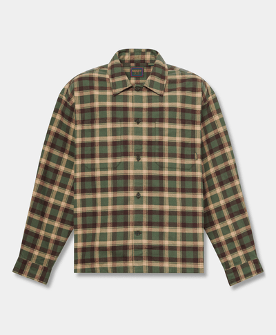 Camisa de hombre a cuadros en espiga, Verde