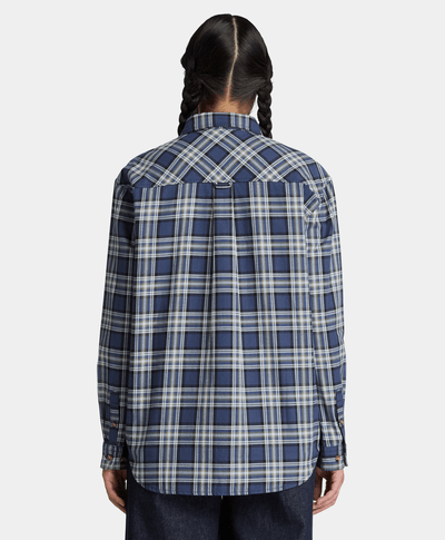 Camisa de manga larga de franela de peso medio para mujer, Azul