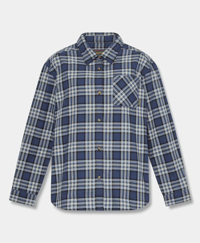 Camisa de manga larga de franela de peso medio para mujer, Azul