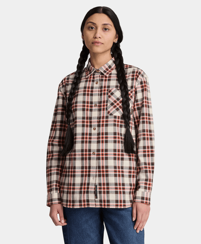 Camisa de manga larga de franela de peso medio para mujer, Multicolor