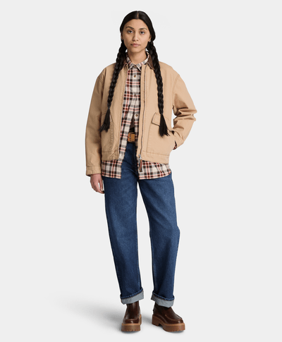 Camisa de manga larga de franela de peso medio para mujer, Multicolor