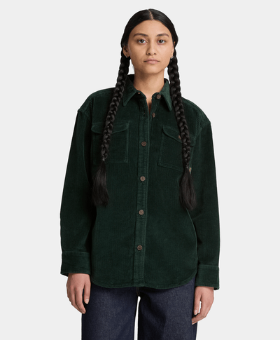 Camisa de pana para mujer, Verde