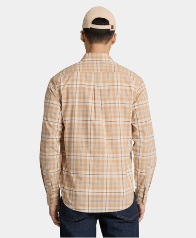 Camisa de popelín a cuadros de corte regular para hombre, Beige