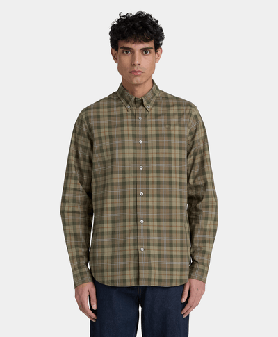 Camisa de popelín a cuadros de corte regular para hombre, Multicolor