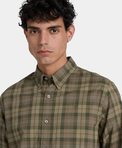 Camisa de popelín a cuadros de corte regular para hombre, Multicolor