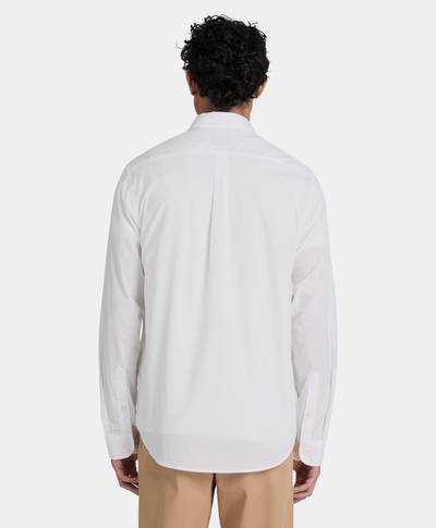 Camisa de popelín de manga larga para hombre, Blanco