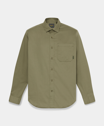 Camisa de sarga de manga larga para hombre, Verde